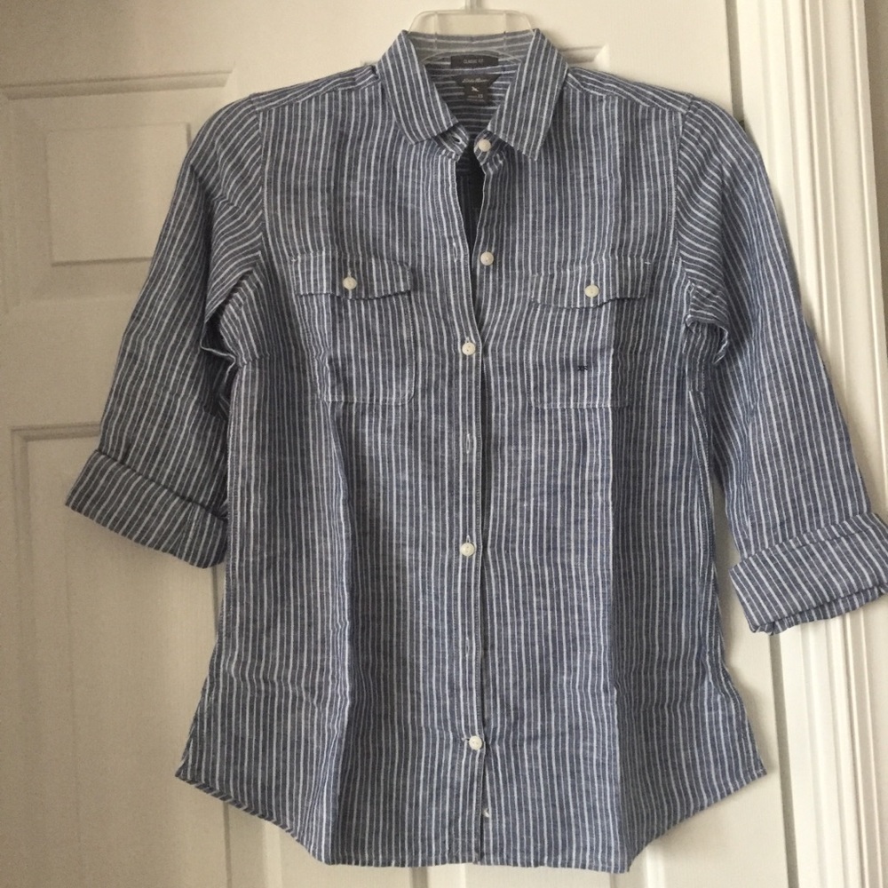 Classic Striped Linen Button-up Shirt